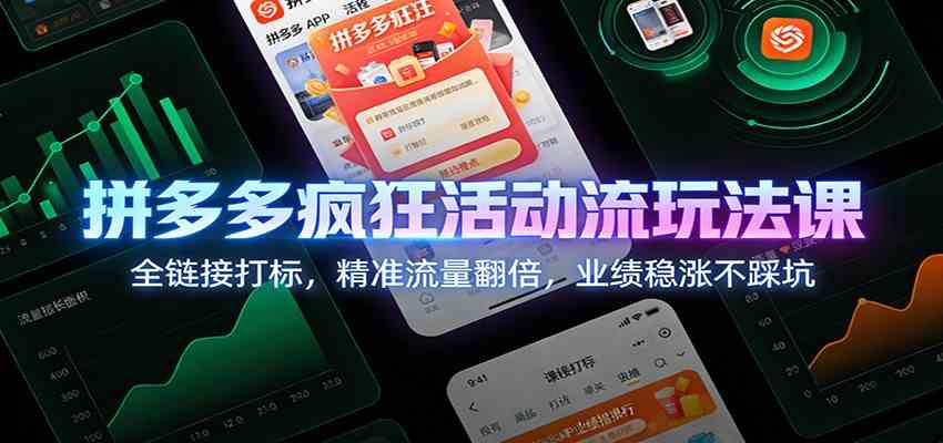 拼多多疯狂活动流玩法课:全链接打标,精准流量翻倍,业绩稳涨不踩坑-韬哥副业项目资源网