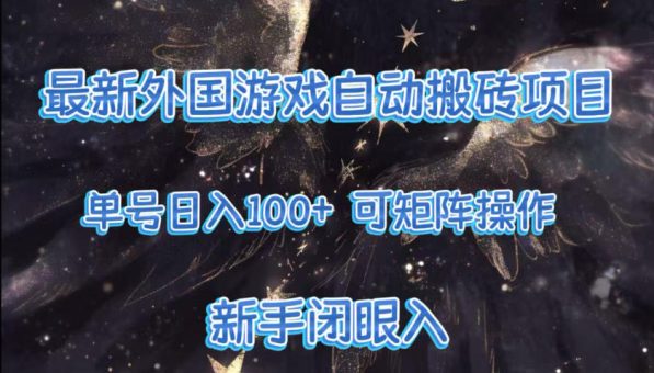 最新外国游戏自动搬砖项目,单号100+,可以矩阵操作,新手也可做【揭秘】-韬哥副业项目资源网