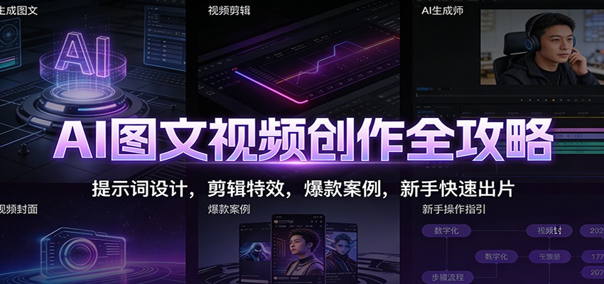 AI图文视频创作全攻略：提示词设计，剪辑特效，爆款案例，新手快速出片-韬哥副业项目资源网