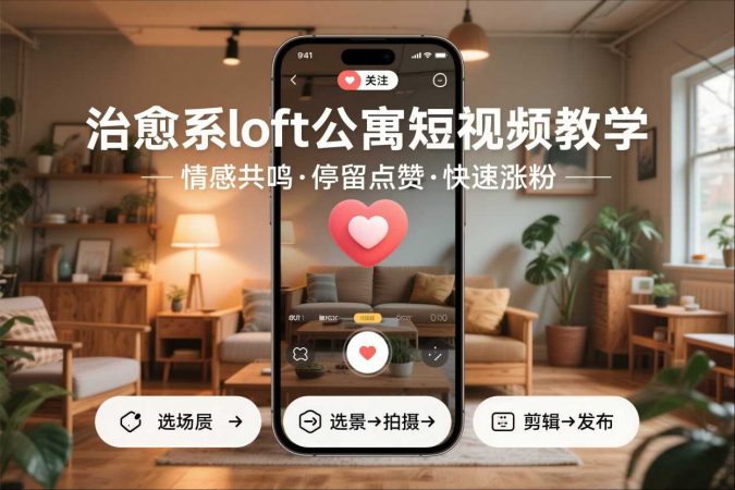 治愈系loft公寓短视频制作教学，情感共鸣引停留点赞关注，快速起号涨粉-韬哥副业项目资源网