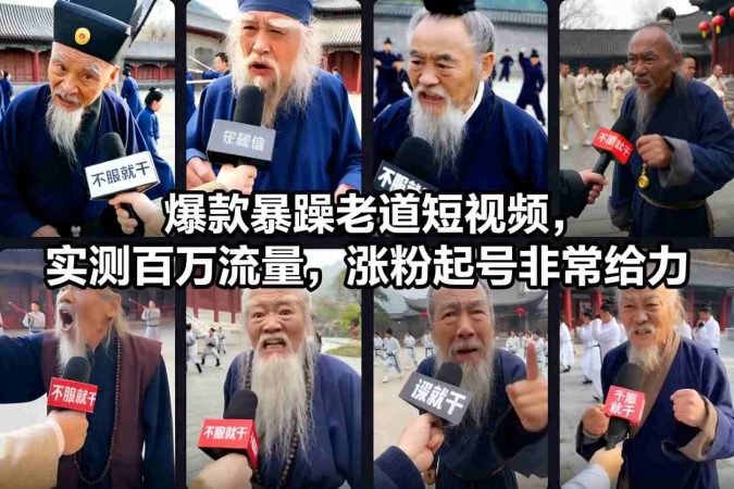 爆款暴躁老道短视频，实测百万流量，涨粉起号非常给力 用AI复刻暴躁老道语录视频，21条作品涨粉8.8W，保姆级Sora2制作教学-韬哥副业项目资源网