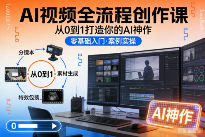 AI视频全流程创作课,从0到1打造你的AI神作-韬哥副业项目资源网