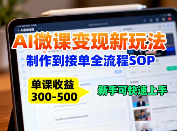 AI微课变现新玩法：制作到接单全流程SOP，单课收益3-5张，新手可快速上手-韬哥副业项目资源网