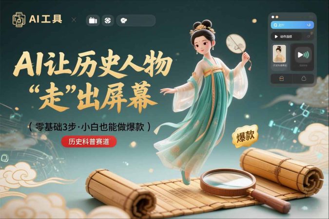 零基础3步搞定:让历史人物“走”出屏幕的AI教程,小白也能做出爆款(历史科普赛道)-韬哥副业项目资源网