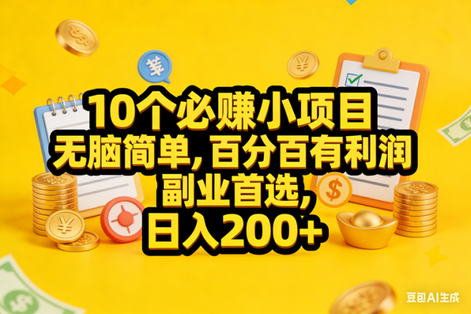 （16911期）10个必赚小项目，无脑简单，百分百有利润，副业首选，日入200+-韬哥副业项目资源网