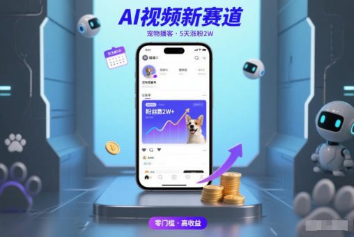 AI视频新赛道，宠物播客仅注册5天涨粉2W，收益非常可观-韬哥副业项目资源网