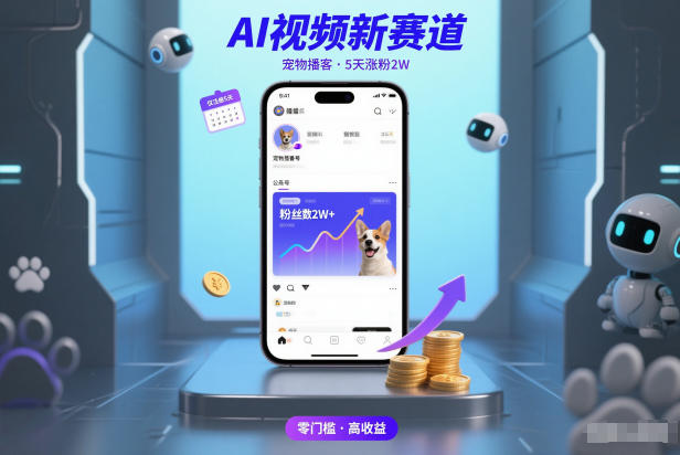 AI视频新赛道，宠物播客仅注册5天涨粉2W，收益非常可观-韬哥副业项目资源网