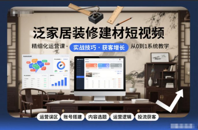 泛家居装修建材短视频精细化运营课,运营误区+账号搭建+内容选题+运营逻辑+投流获客-韬哥副业项目资源网
