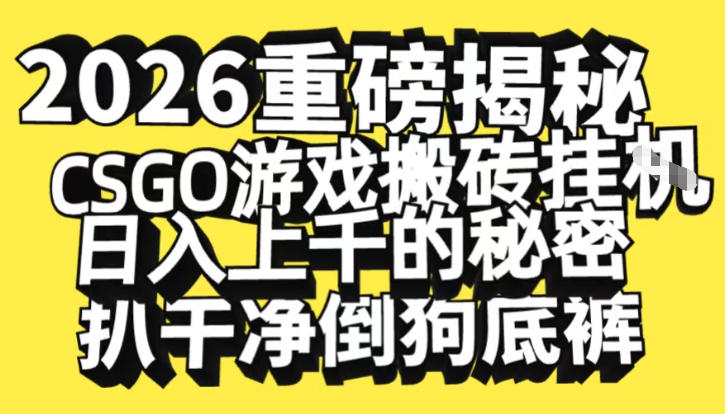 2026开年重磅解密，CSGO游戏搬砖挂G日入1k+的秘密，把倒狗的底裤扒干【揭秘】-韬哥副业项目资源网