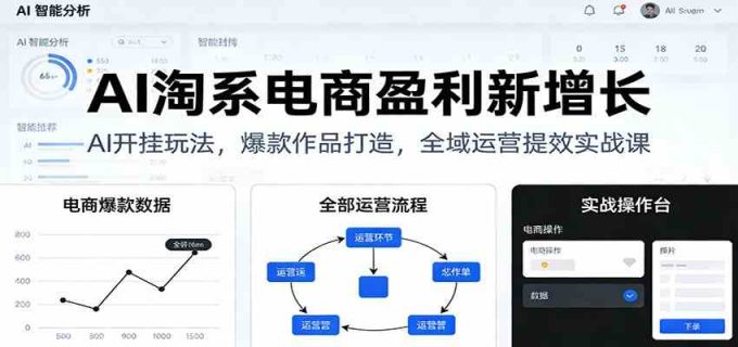 AI淘系电商盈利新增长，AI开挂玩法，爆款作品打造，全域运营提效实战课-韬哥副业项目资源网