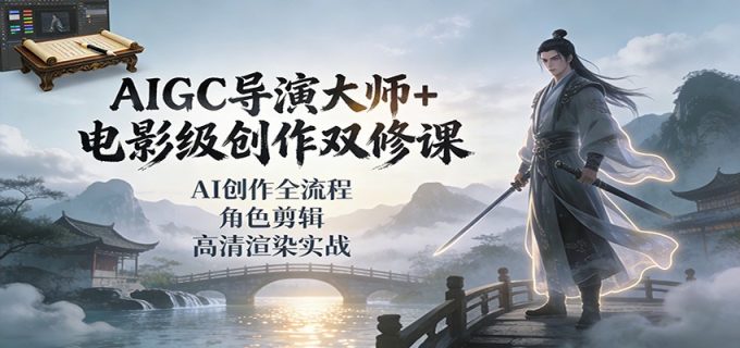 AIGC导演大师+电影级创作双修课:AI创作全流程、角色剪辑、高清渲染实战-韬哥副业项目资源网