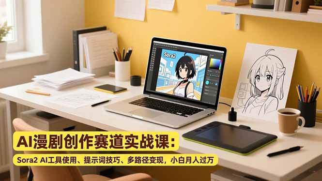 （16936期）AI漫剧创作赛道实战课：Sora2 AI工具使用、提示词技巧、多路径变现，小白月入过万-韬哥副业项目资源网