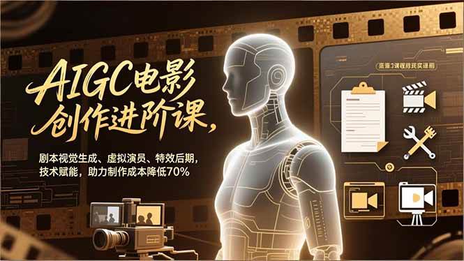 (16939期)AIGC电影创作进阶课,剧本视觉生成、虚拟演员、特效后期,技术赋能,助力制作成本降低70%-韬哥副业项目资源网