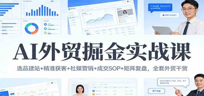 AI外贸掘金实战课:选品建站+精准获客+社媒营销+成交SOP+矩阵复盘,全套外贸干货-韬哥副业项目资源网