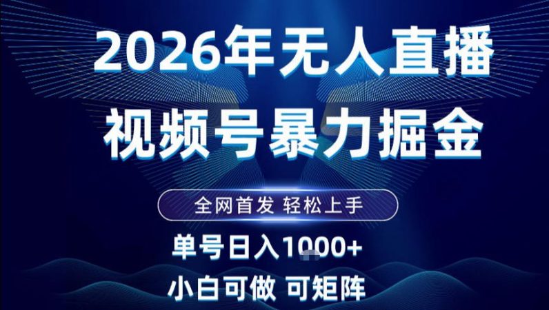 2026最新视频号无人直播掘金,全网首发,小白可以玩,长期稳定日入1k+【揭秘】-韬哥副业项目资源网
