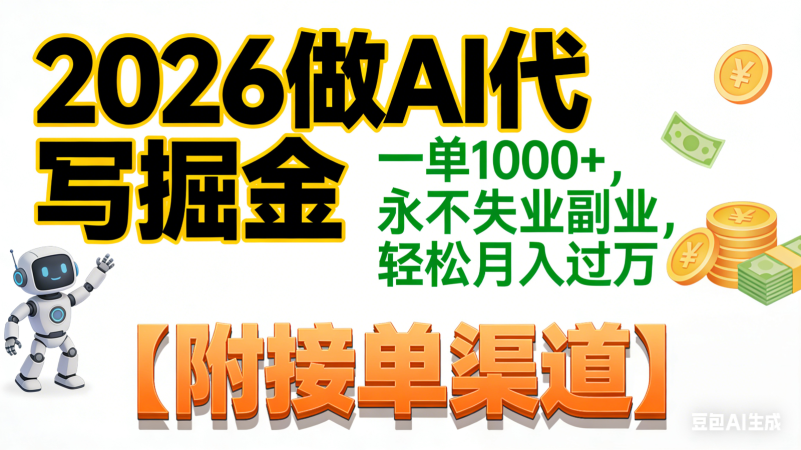 2026做AI代写掘金，一单1000+，永不失业副业，轻松月入过万,【附接单渠道】-韬哥副业项目资源网