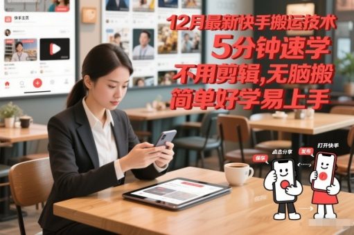 12月最新快手搬运技术，5分钟速学，不用剪辑无脑搬，简单好学易上手-韬哥副业项目资源网
