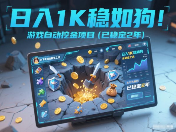 日入1K稳如狗！游戏自动挖金项目（已稳定2年），永不失业的副业之选【揭秘】-韬哥副业项目资源网