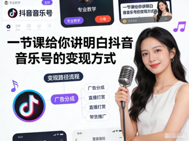 一节课给你讲明白抖音音乐号的变现方式-韬哥副业项目资源网