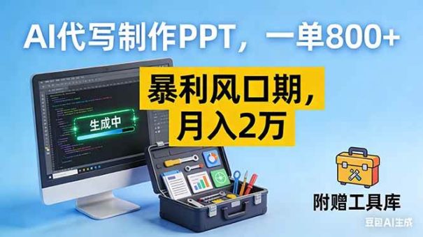 (16967期)AI代写制作PPT,一单800+, 暴利风口期,月入2万【附工具】-韬哥副业项目资源网