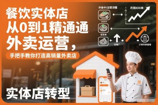 餐饮实体店从0到1精通外卖运营，手把手教你打造高销量外卖店-韬哥副业项目资源网