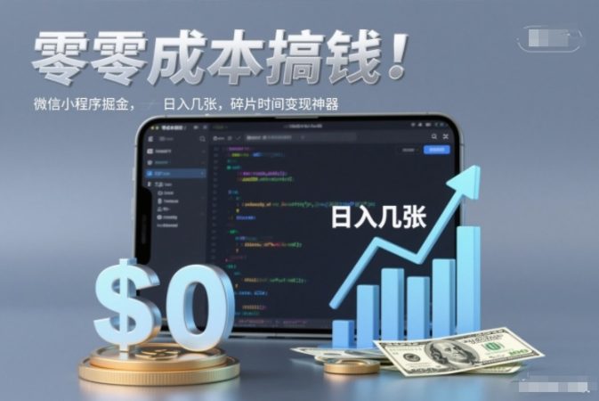 零成本搞钱，微信小程序掘金，简单易操作，日入几张，碎片时间变现神器【揭秘】-韬哥副业项目资源网
