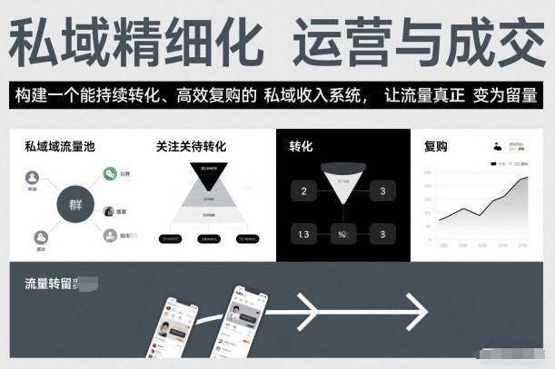 私域精细化运营与成交，构建一个能持续转化、高效复购的私域收入系统，让流量真正变为留量-韬哥副业项目资源网