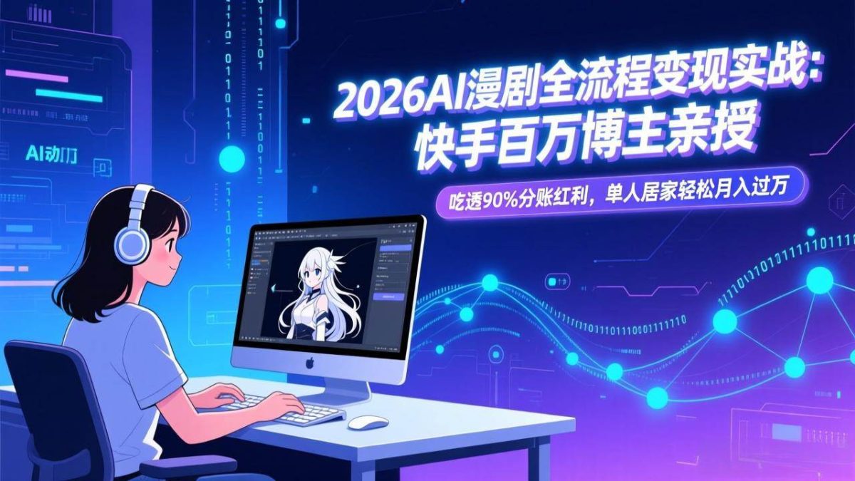 图片[1]-（17266期）2026AI漫剧全流程变现实战：快手百万博主亲授，吃透90%分账红利，单人居家轻松月入过万-韬哥副业项目资源网