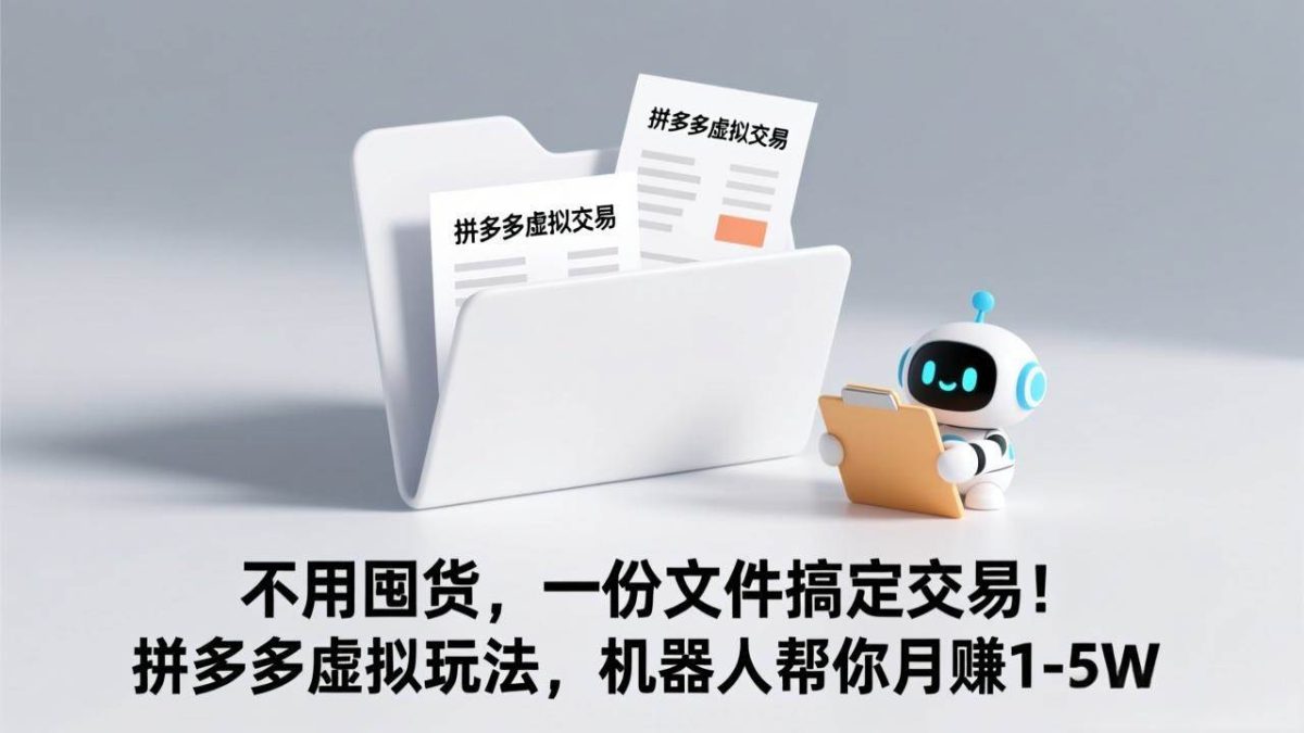 图片[1]-（17265期）不用囤货，一份文件搞定交易！拼多多虚拟玩法，机器人帮你月赚 1-5W-韬哥副业项目资源网