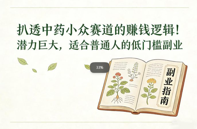 扒透中药小众赛道的賺米逻辑，潜力巨大，适合普通人的低门槛副业-韬哥副业项目资源网