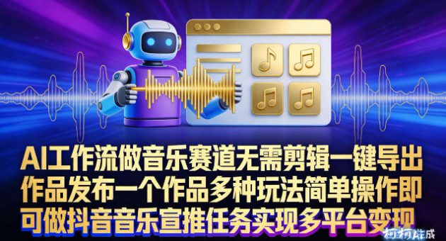 AI工作流做音乐赛道,无需剪辑,一键导出作品发布,一个作品多种玩法,简单操作即可做抖音音乐宣推任务-韬哥副业项目资源网