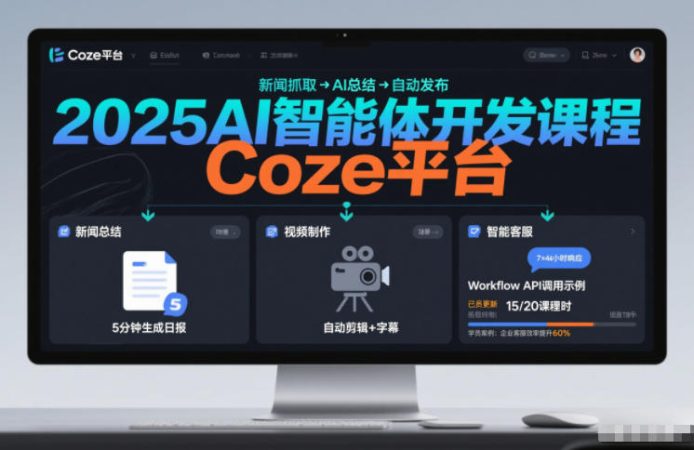 2025AI智能体开发课程,系统掌握Coze平台,亲手搭建新闻总结、视频制作、智能客服等自动化工作流-韬哥副业项目资源网