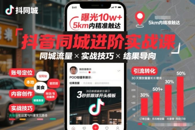 抖音同城进阶实战课,助你同城流量拿到结果-韬哥副业项目资源网