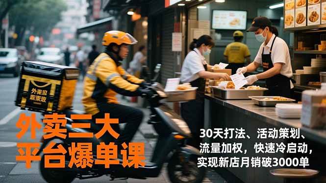 （17019期）外卖三大平台爆单课，30天打法、活动策划、流量加权，快速冷启动，实现新店月销破3000单-韬哥副业项目资源网