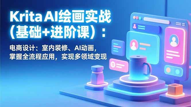 （17023期）Krita AI绘画实战(基础+进阶课)：电商设计、室内装修、AI动画，掌握全流程应用，实现多领域变现-韬哥副业项目资源网