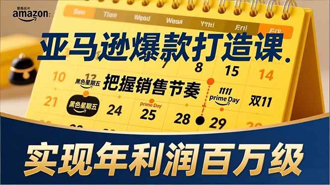 （17021期）亚马逊爆款打造课，大促节点、全年规划、淡旺季打法，把握销售节奏，实现年利润百万级-韬哥副业项目资源网