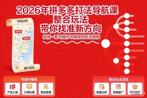 2026年拼多多打法导航课，整合玩法，带你找准新方向，获得一套可操作可保存的玩法模板-韬哥副业项目资源网