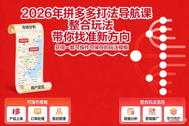 2026年拼多多打法导航课，整合玩法，带你找准新方向，获得一套可操作可保存的玩法模板-韬哥副业项目资源网