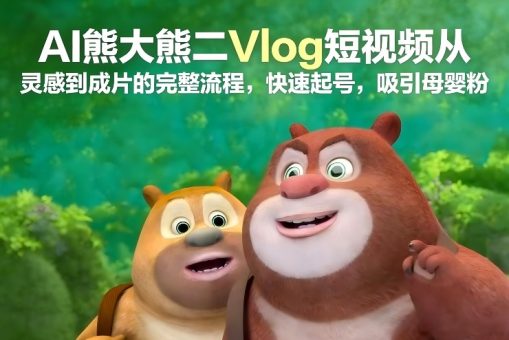 AI熊大熊二Vlog短视频从灵感到成片的完整流程,快速起号,吸引母婴粉-韬哥副业项目资源网