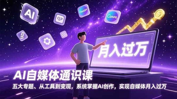 (17035期)AI自媒体通识课,五大专题、从工具到变现,系统掌握AI创作,实现自媒体月入过万-韬哥副业项目资源网