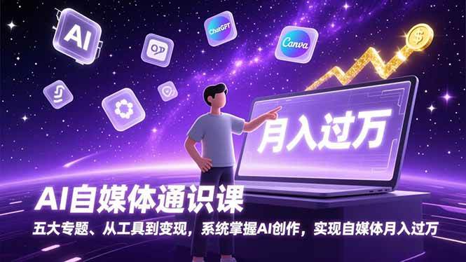 (17035期)AI自媒体通识课,五大专题、从工具到变现,系统掌握AI创作,实现自媒体月入过万-韬哥副业项目资源网