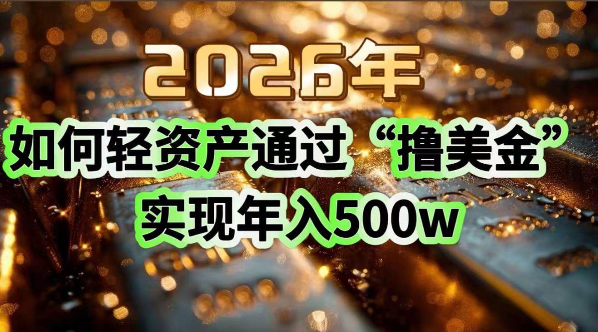 图片[1]-（17033期）2026年如何轻资产通过“撸美金”实现年入500w-韬哥副业项目资源网