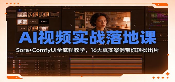 AI视频实战落地课：Sora+ComfyUI全流程教学，16大真实案例带你轻松出片-韬哥副业项目资源网