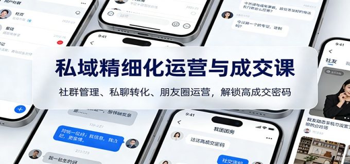私域精细化运营与成交课：社群管理、私聊转化、朋友圈运营，解锁高成交密码-韬哥副业项目资源网