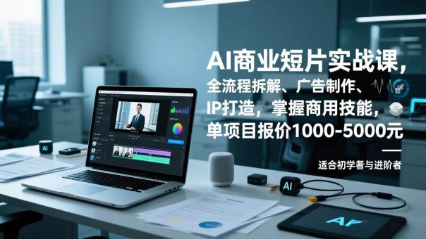 (17050期)AI商业短片实战课,全流程拆解、广告制作、IP打造,掌握商用技能,单项目报价1000-5000元-韬哥副业项目资源网