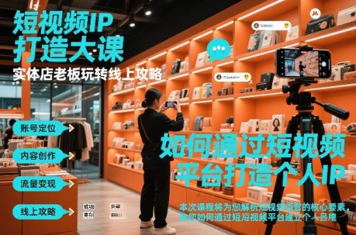 短视频ip打造大课，实体店老板玩转线上攻略-韬哥副业项目资源网
