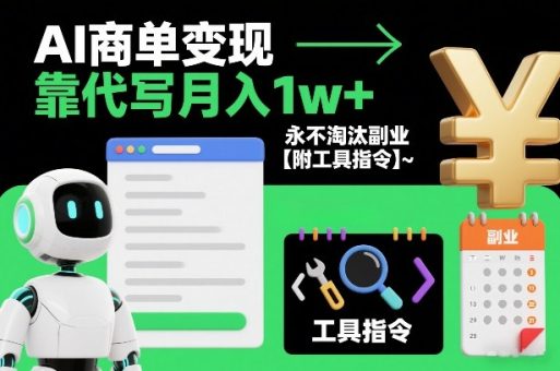 AI商单变现,靠代写月入1w+,永不淘汰副业【附工具指令】-韬哥副业项目资源网