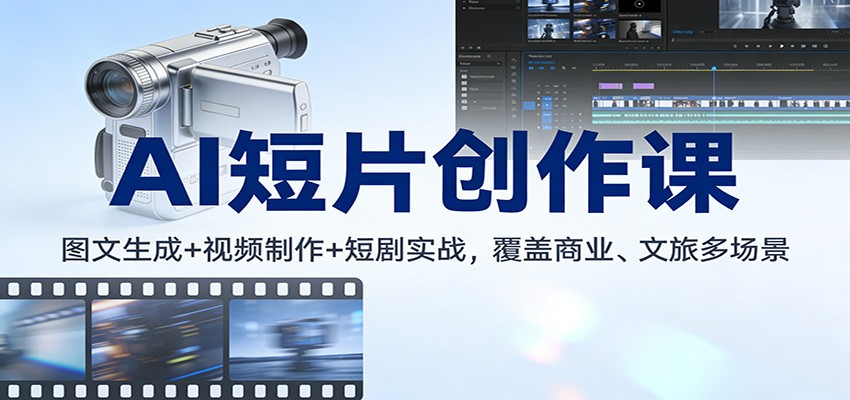 AI短片创作课：图文生成+ 视频制作+短剧实战，覆盖商业、 文旅多场景-韬哥副业项目资源网