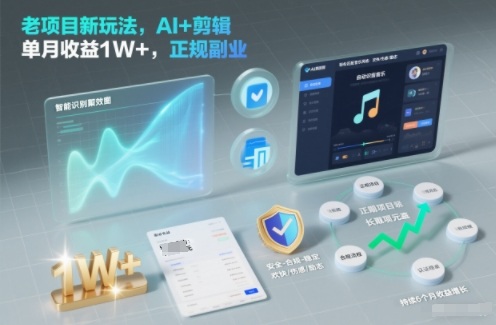 老项目新玩法，AI+剪辑，单月收益1W+，正规副业-韬哥副业项目资源网