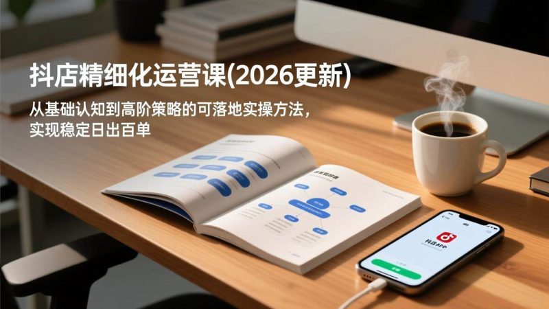 (17060期)抖店精细化运营课(2026更新),从基础认知到高阶策略的可落地实操方法,实现稳定日出百单-韬哥副业项目资源网